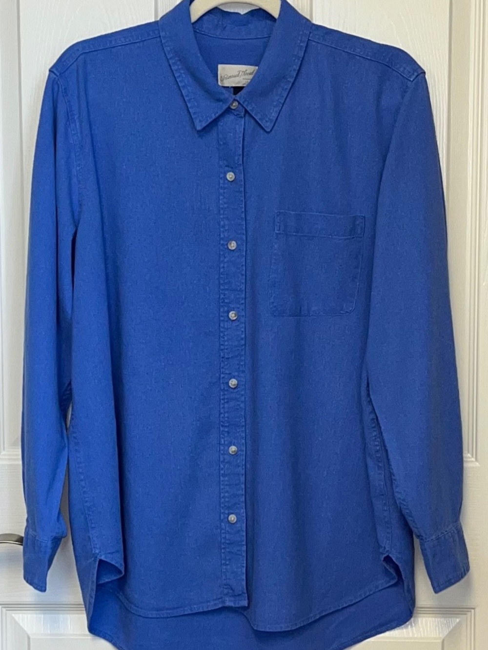 Universal Thread Women’s Long Sleeve Shirt Vivid Blue Linen Blend L